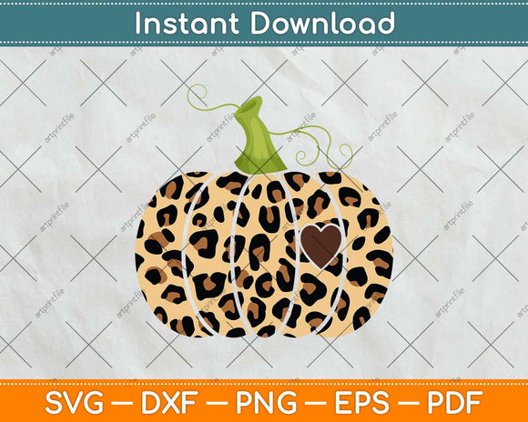 Hello Fall Animal Print Leopard heart Pumpkin Fall Halloween Svg Png Dxf Cutting File