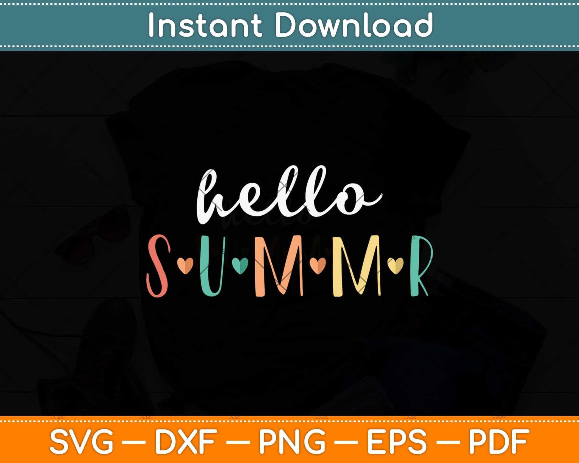 Hello Summer Cute Floral Design Summer Vacation Svg Png Dxf Digital Cutting File