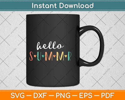 Hello Summer Cute Floral Design Summer Vacation Svg Png Dxf Digital Cutting File