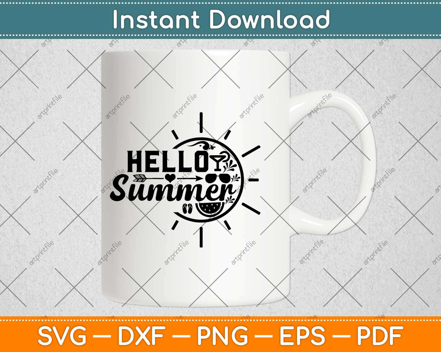 Hello Summer Funny Svg Design Cricut Printable Cutting File