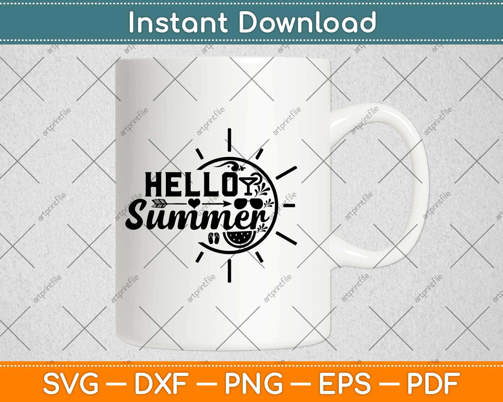 Hello Summer Funny Svg Design Cricut Printable Cutting File