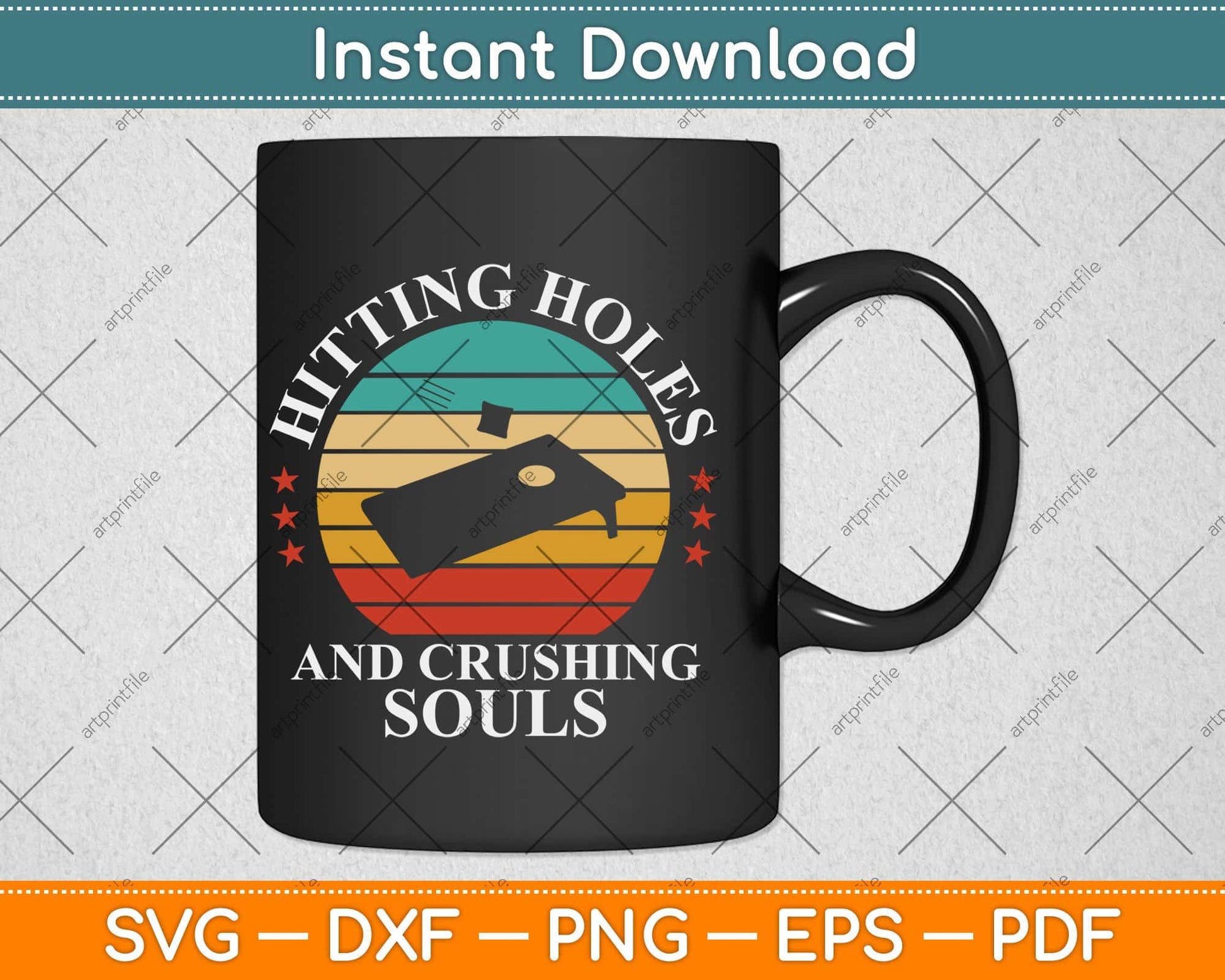 Hitting Holes And Crushing Souls Funny Cornhole Svg Design