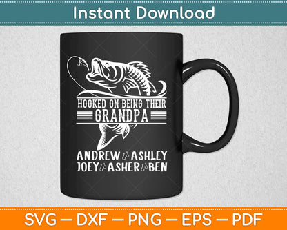 Hooked On Being Their Grandpa Fishing Svg Png Design Cricut Cutting Files