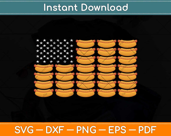 Hot Dog American Flag Patriotic Svg Png Dxf Digital Cutting File