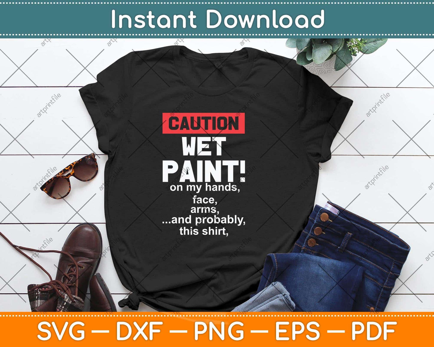 House Painter Caution Wet Paint Decorating Profession Retro Svg Cutting File