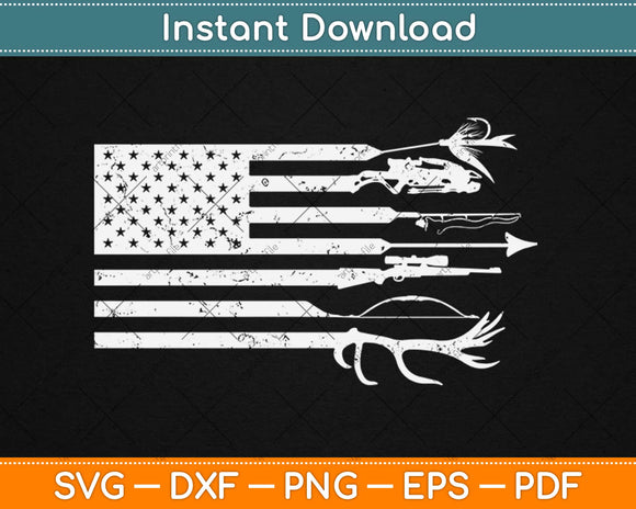 Hunting And Fishing American Flag Svg Design Cricut Printable Cutting Files