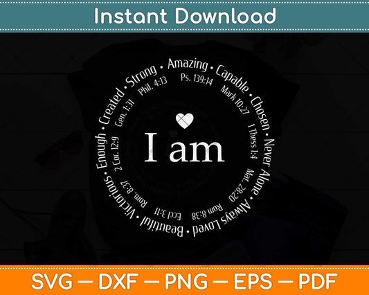 I am Circle Design Women's Positive Omens Affirmations Svg Png Dxf Digital Cutting File