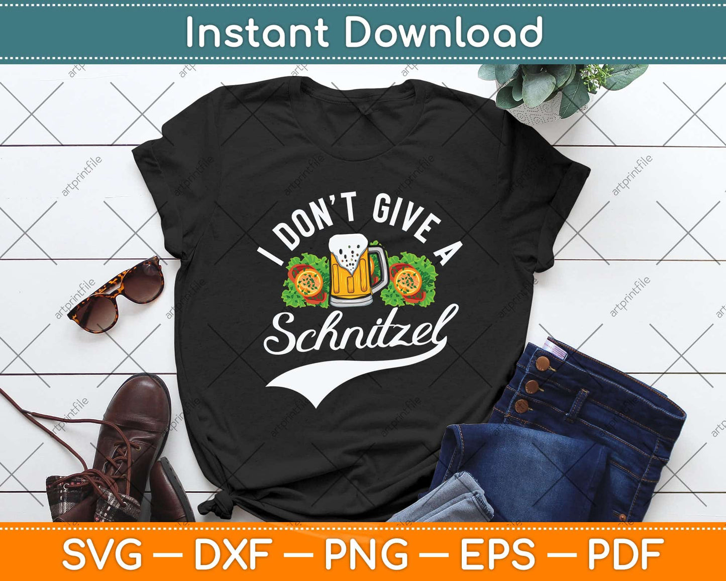 I Don't Give a Schnitzel Oktoberfest Beer Festival Svg Png Dxf Digital Cutting File