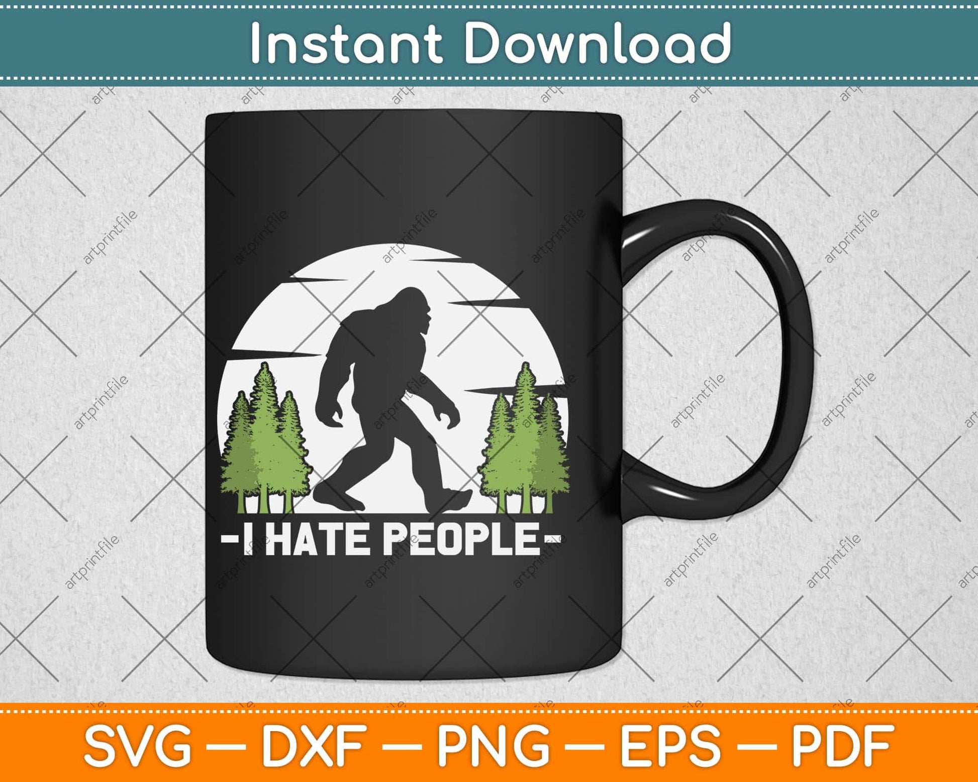 I Hate People Retro Camping Bigfoot Sasquatch Svg Png Dxf Digital Cutting File