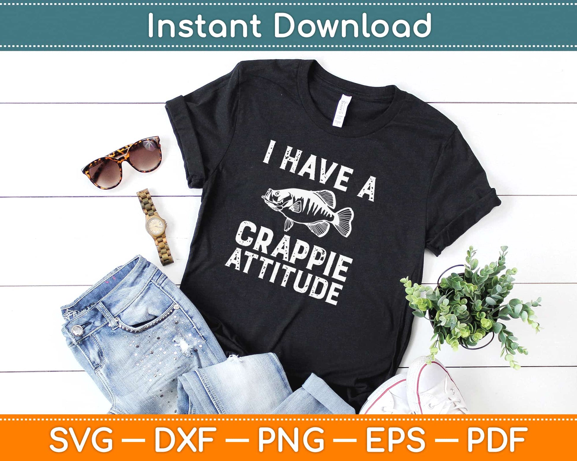 crappie fishing pole svg I Have A Crappie Attitude Fishing Svg Png Digital Cut File For Silhouette Machine – artprintfile