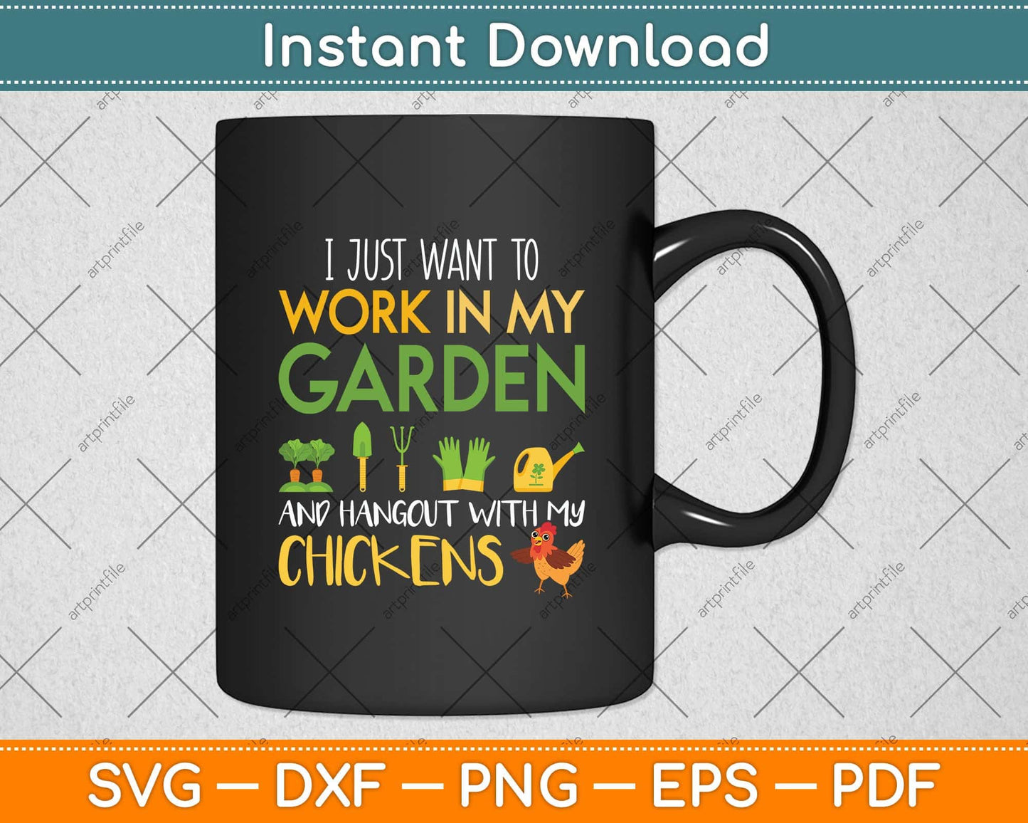 I Just Want To Work In My Garden Hangout With My Chickens Svg Png Dxf Digital Cutting File
