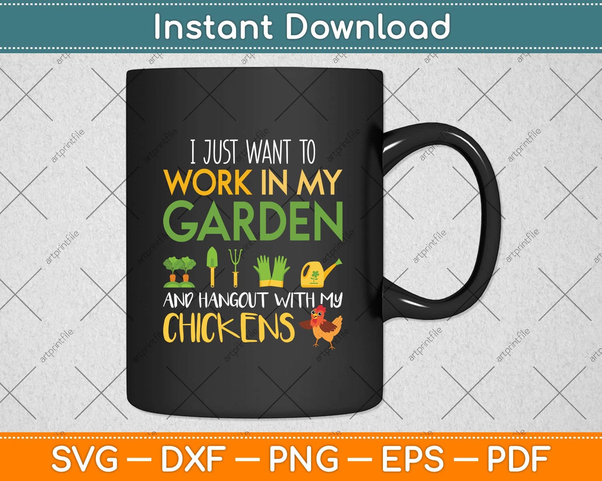 I Just Want To Work In My Garden Hangout With My Chickens Svg Png Dxf Digital Cutting File
