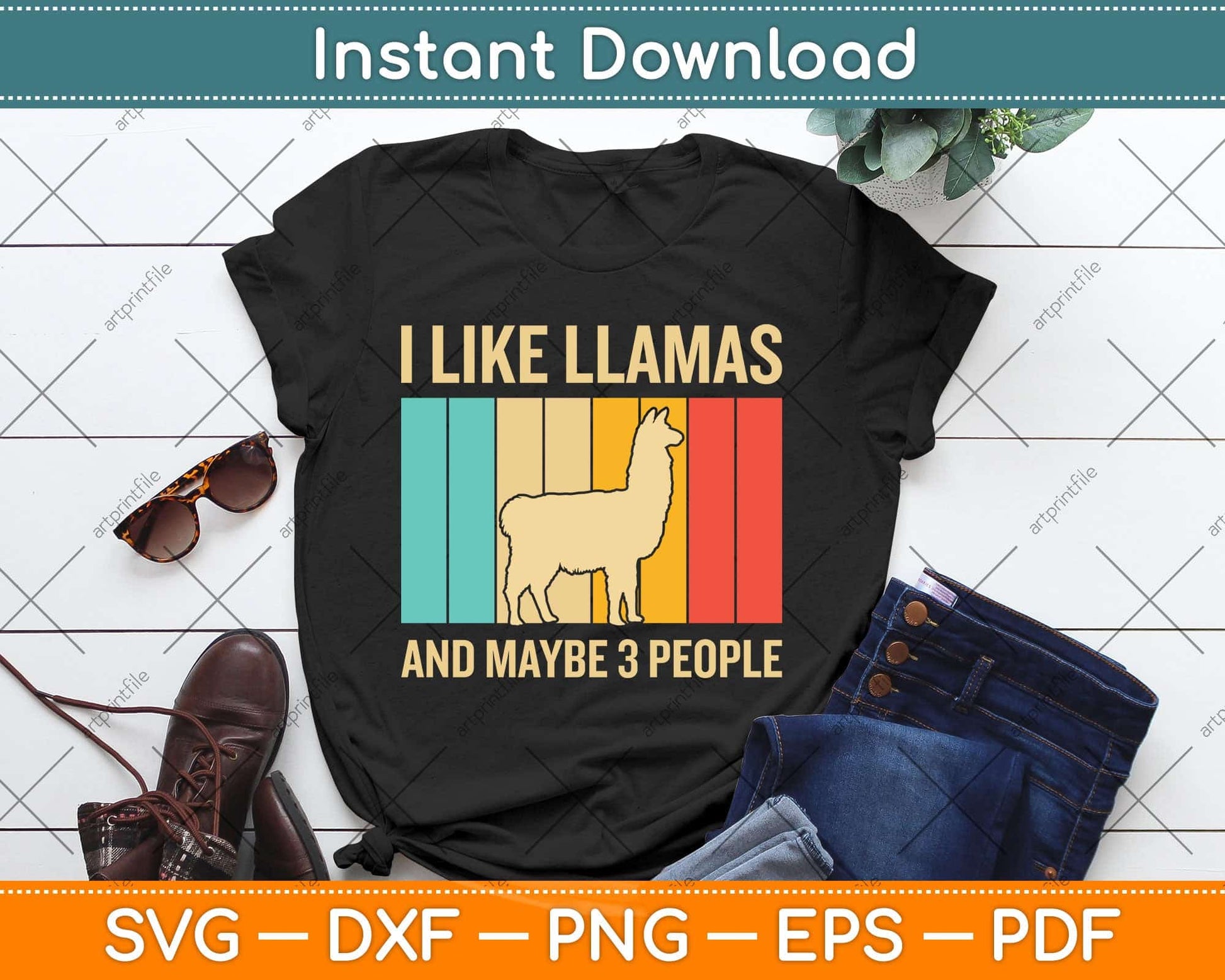 I Like Llamas And Maybe 3 People Funny Llama Svg Png Dxf Digital Cutting File
