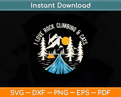 I Love Rock Climbing & Cats Cute Kitty Cat Svg Png Dxf Digital Cutting File