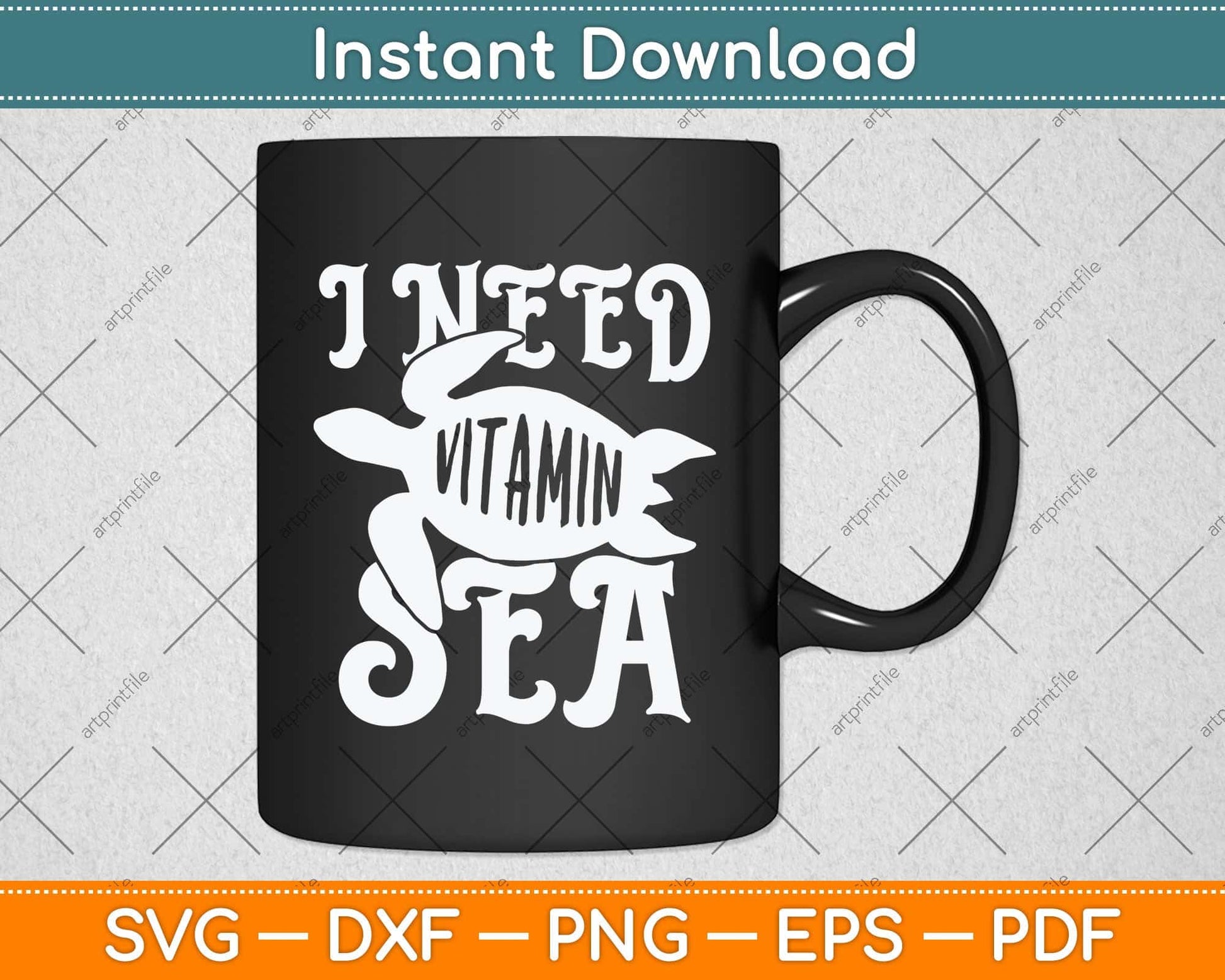I Need Vitamin Sea Funny Ocean Turtle Water Beach Svg Png Dxf Digital Cutting File