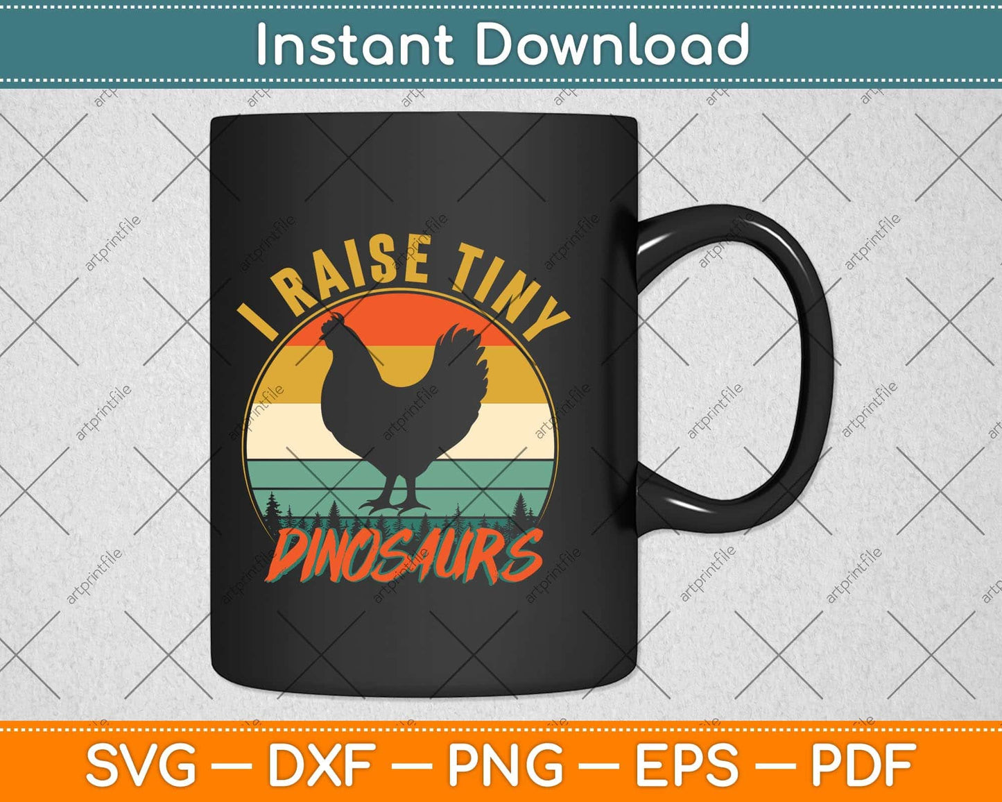 I Raise Tiny Dinosaurs Vintage Retro 70S Chicken Silhouette Svg Png Dxf Cutting File
