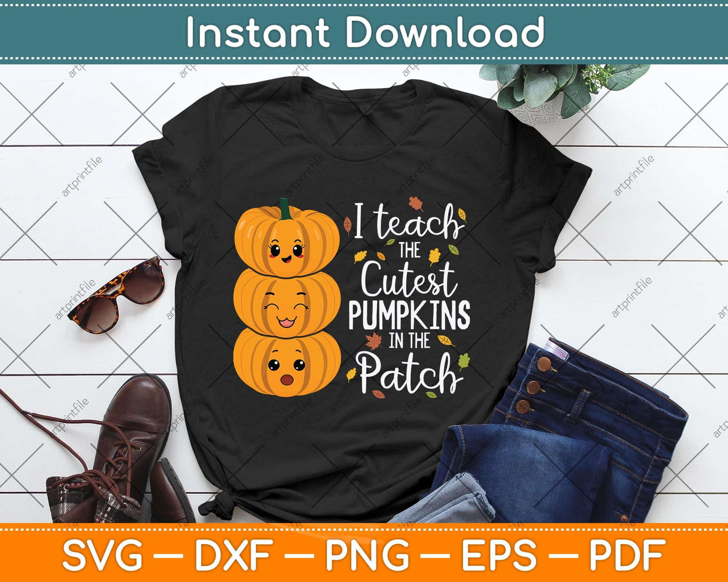 I Teach The Cutest Pumpkins In The Patch Teacher Fall Season Svg Png Dxf Cutting File