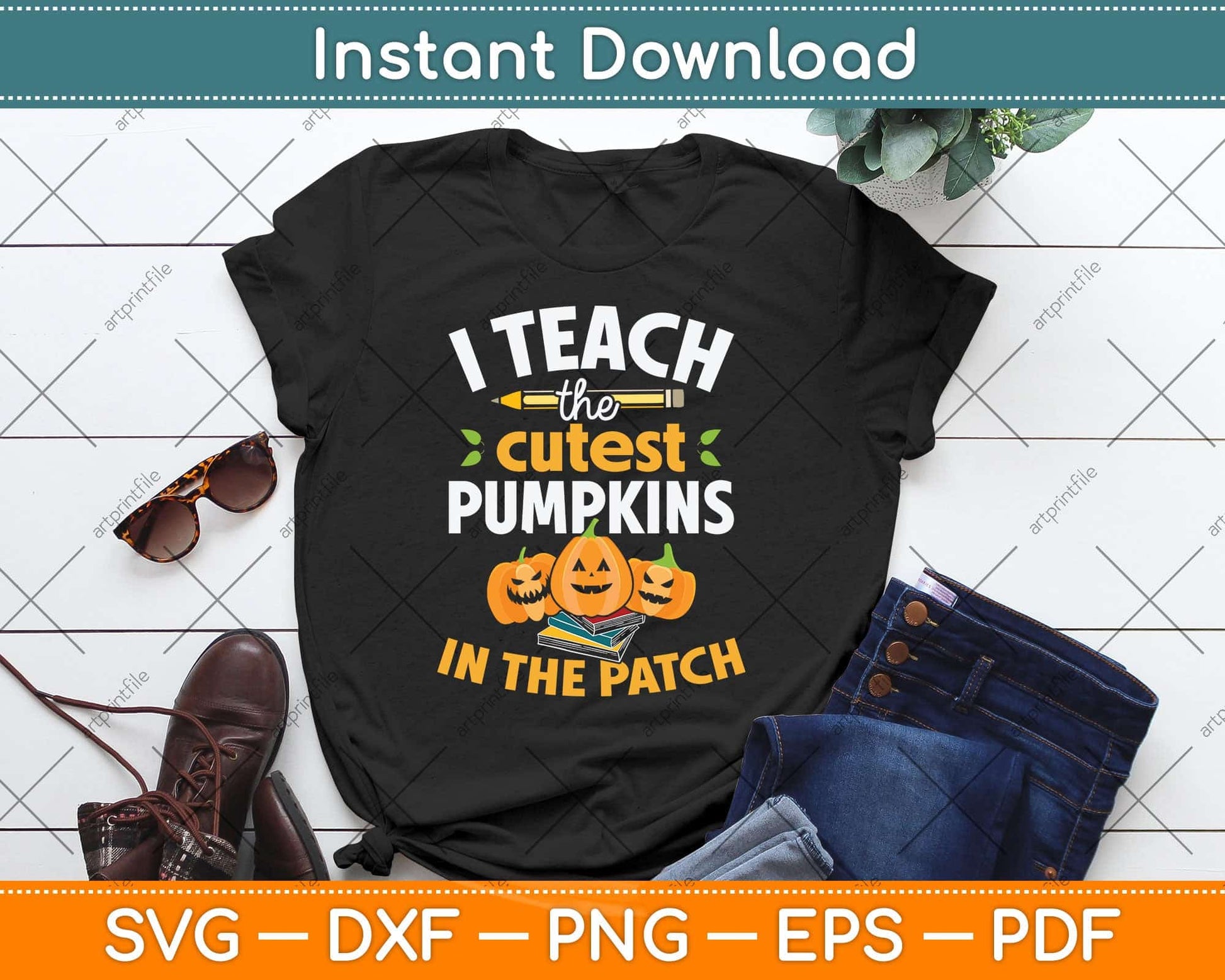 I Teach The Cutest Pumpkins In The Patch Teacher Halloween Svg Png Dxf Cutting File