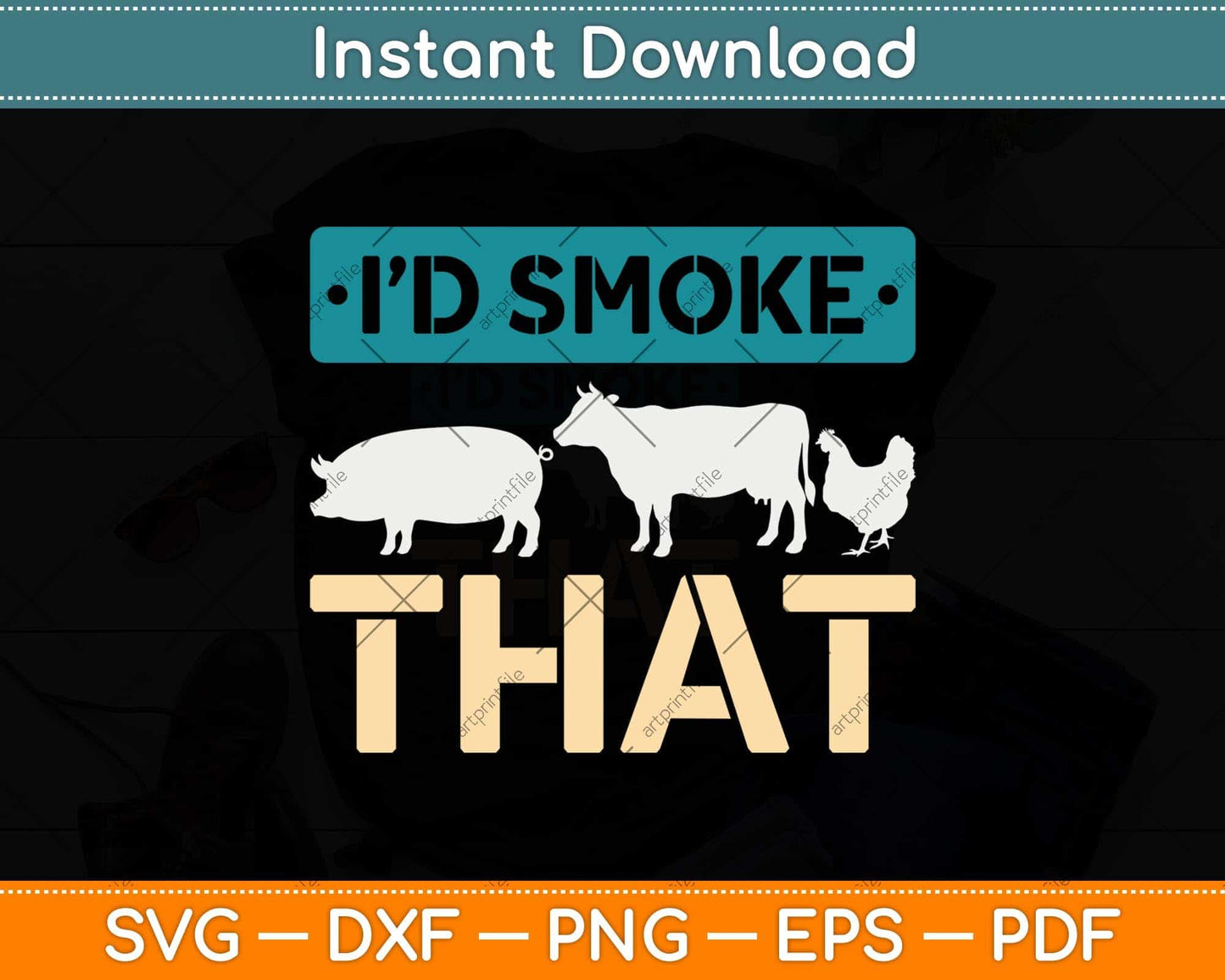 I'd Smoke That Gift - Vintage Funny BBQ Grilling Chef Svg Png Dxf Digital Cutting File