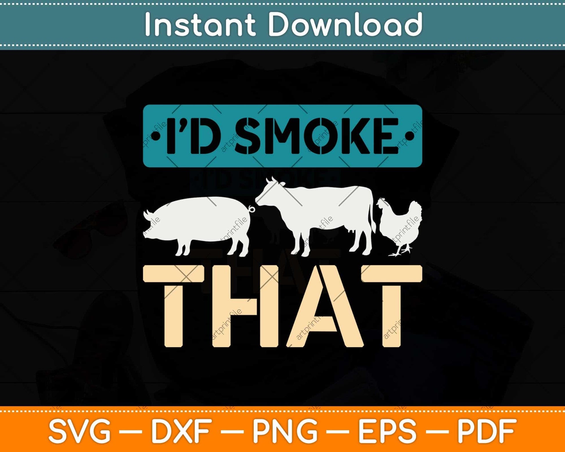 I'd Smoke That Gift - Vintage Funny BBQ Grilling Chef Svg Png Dxf Digital Cutting File