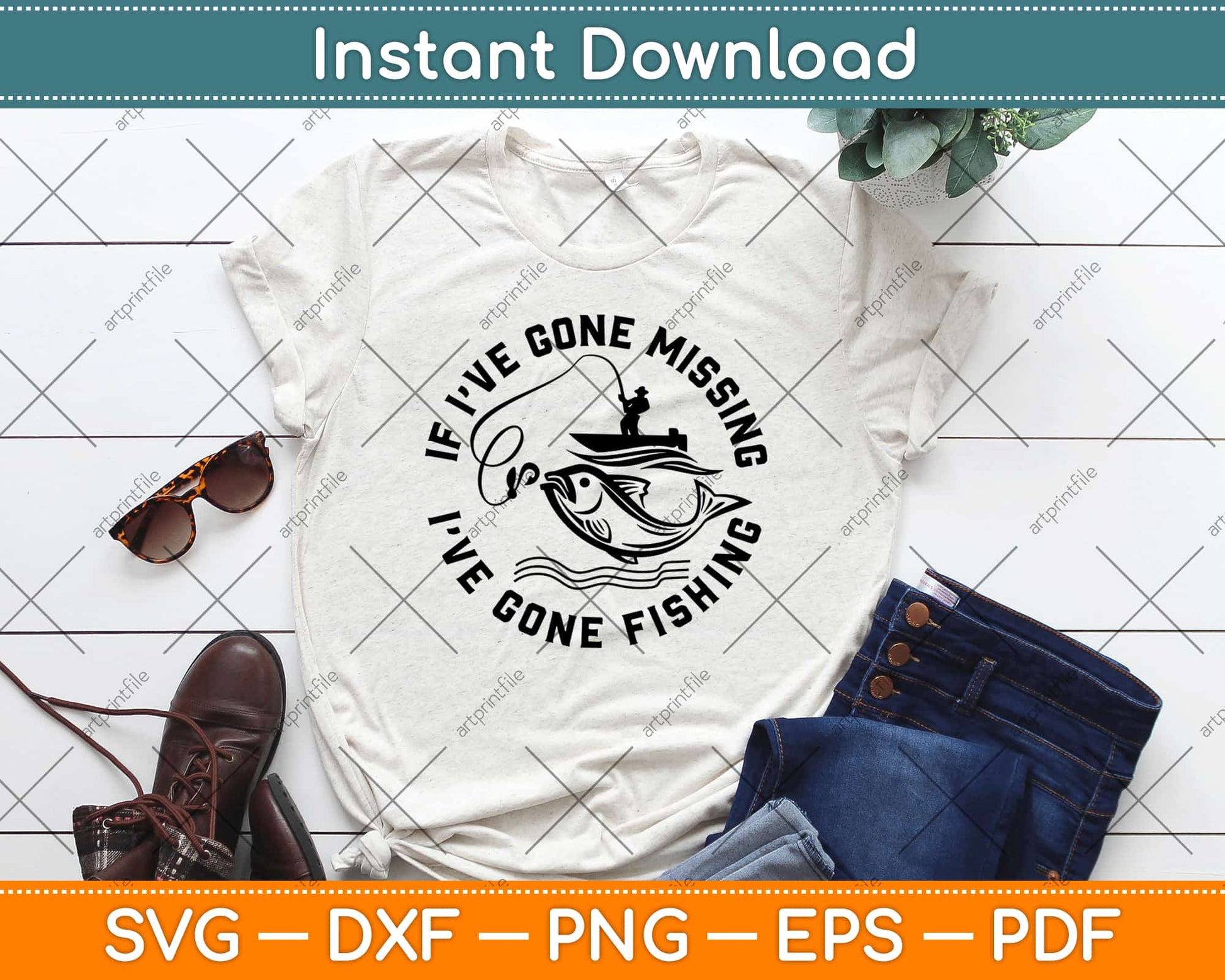 If I've gone missing I've gone Fishing Svg Design Cricut Printable Cutting Files