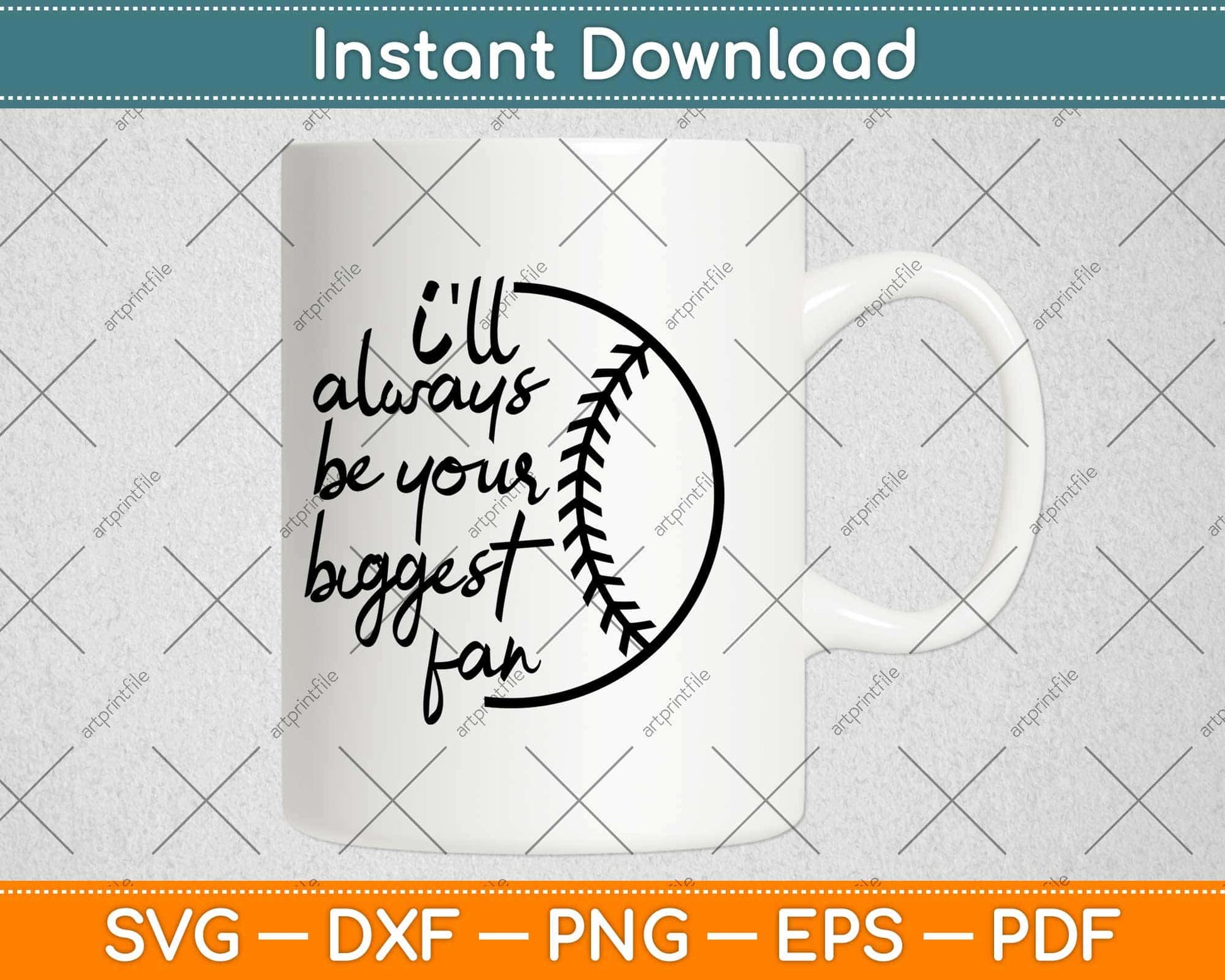 I'll Always Be His Biggest Fan Distressed Baseball Mom Svg Design