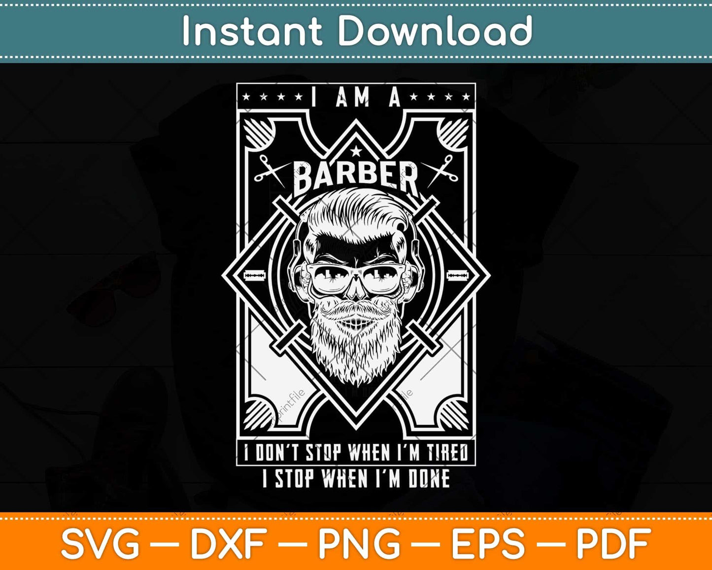 I'm A Barber Funny Tired Hairstylist Pole Cool Vintage Svg Png Dxf Digital Cutting File