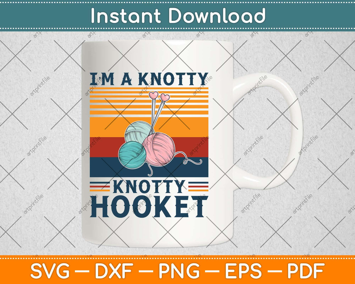 I’m a Knotty Knotty Hooker Funny Grandma Yarn Crocheter Knitting Svg Design