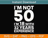 I'm Not 50 Years 50th Birthday Svg Png Dxf Digital Cutting File