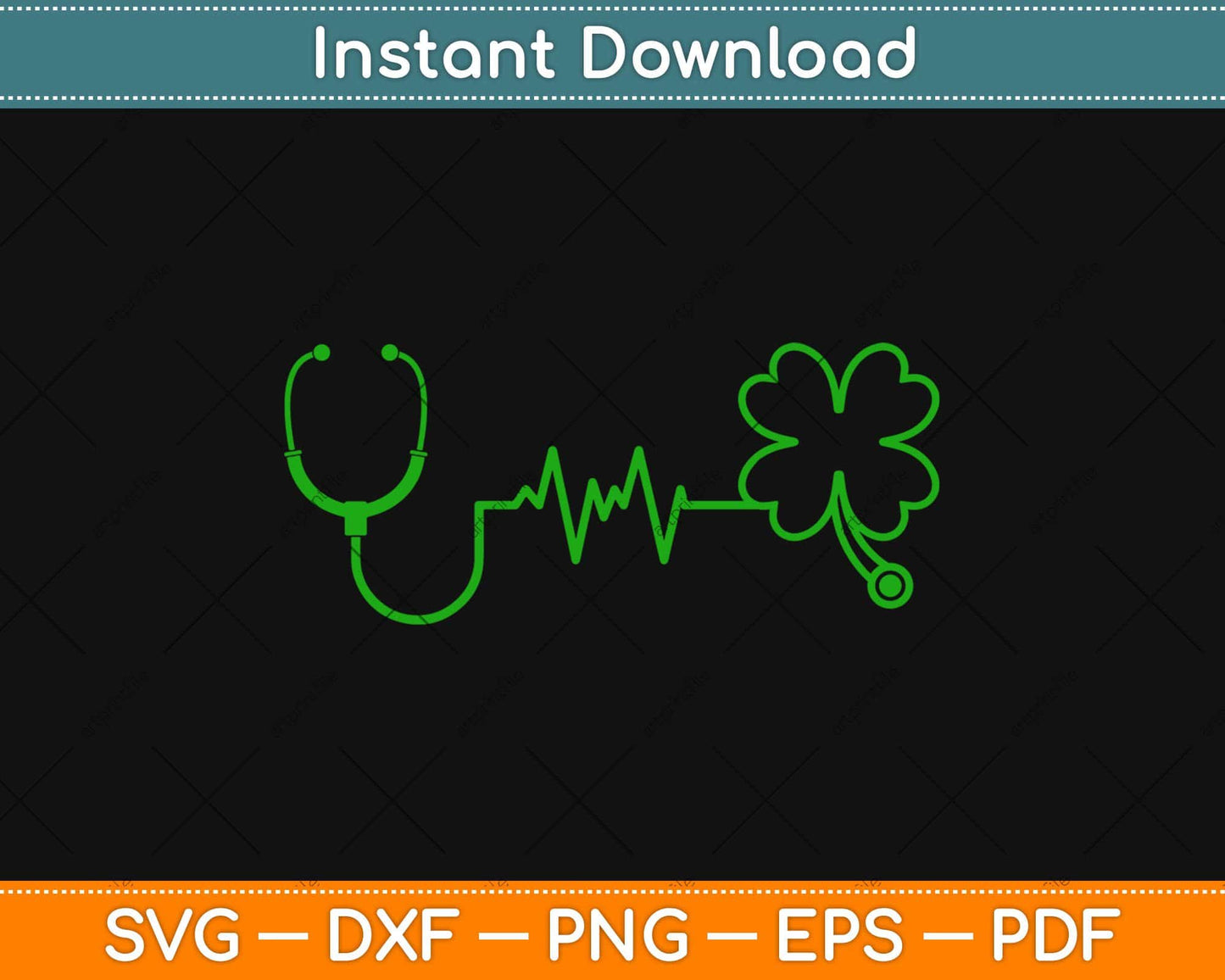 Irish Nurse Heartbeat Stethoscope St Patricks Day Svg Design Cricut Cutting File