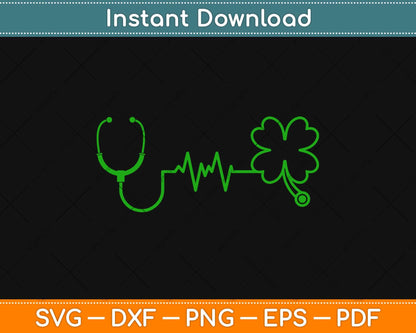 Irish Nurse Heartbeat Stethoscope St Patricks Day Svg Design Cricut Cutting File