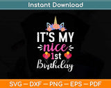 It's My Niece 1st Birthday Girl Unicorn Birthday Svg Png Dxf Digital Cutting File