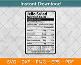 Jello Salad Nutrition Facts Funny Thanksgiving Svg Png Dxf Digital Cutting Files