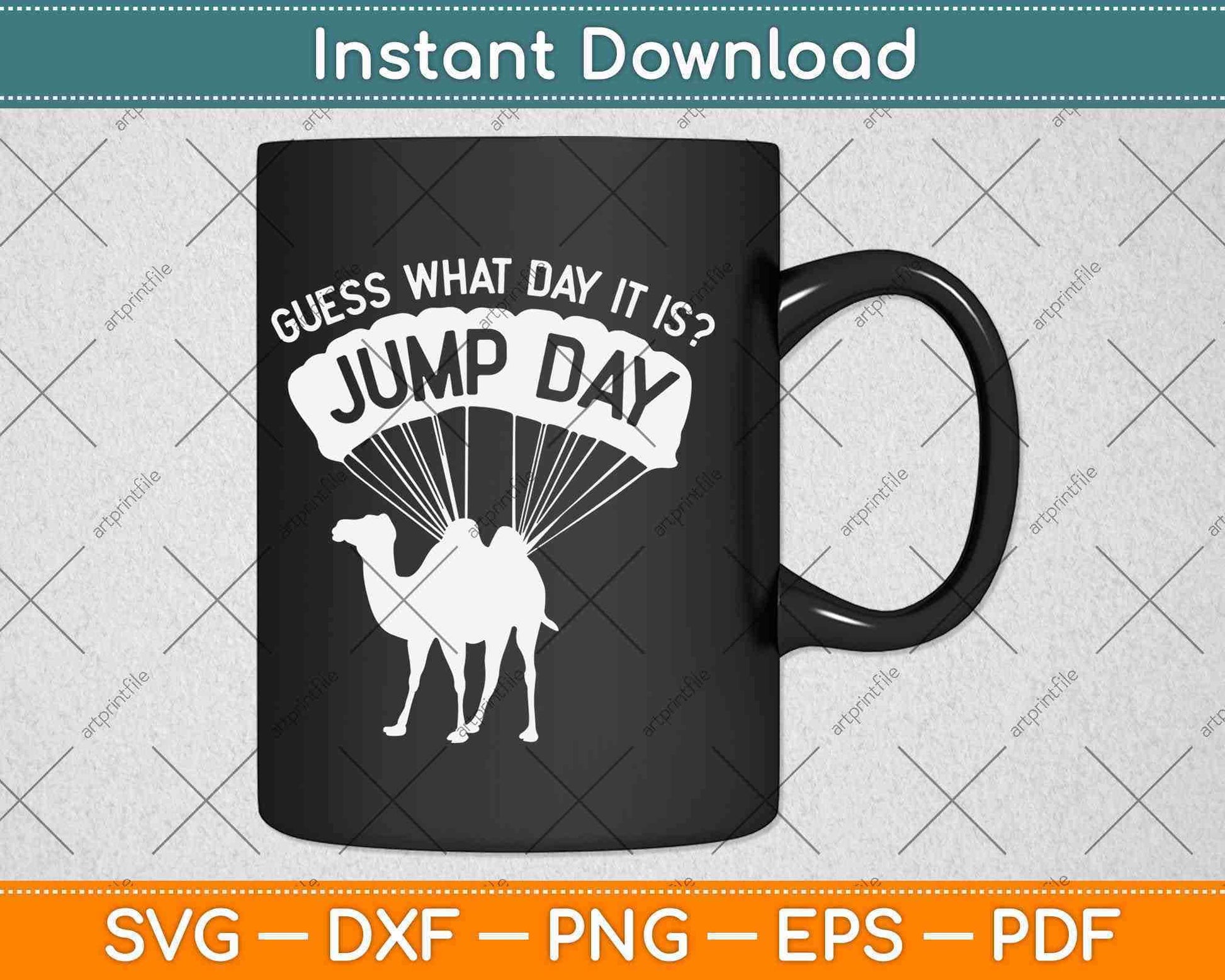 Jump Day Funny Skydiver Camel Hump Day Svg Design Cricut Printable Cutting File