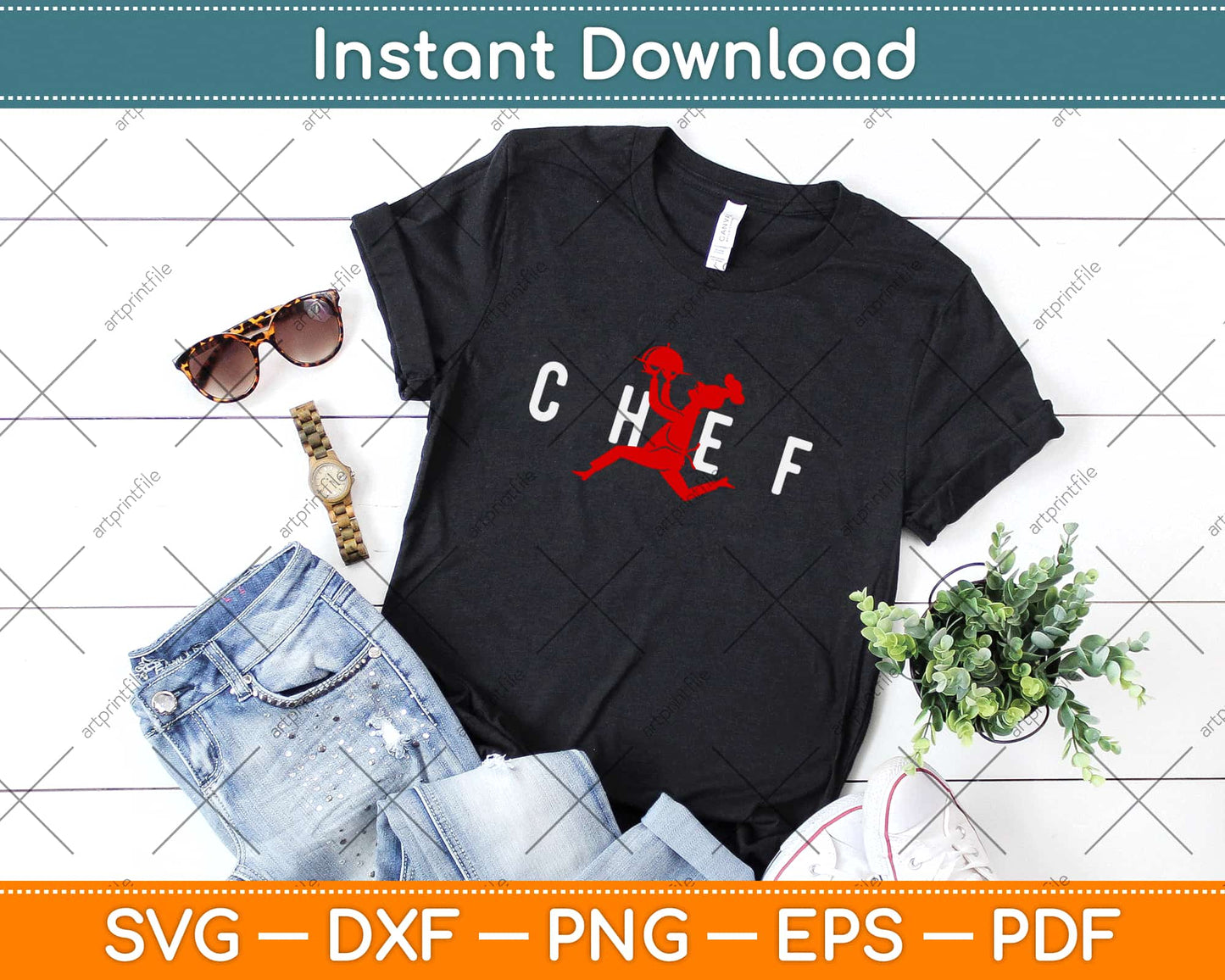 Jumping Chef Knife Logo I Funny Restaurant Chef Svg Design Cricut Cutting Files