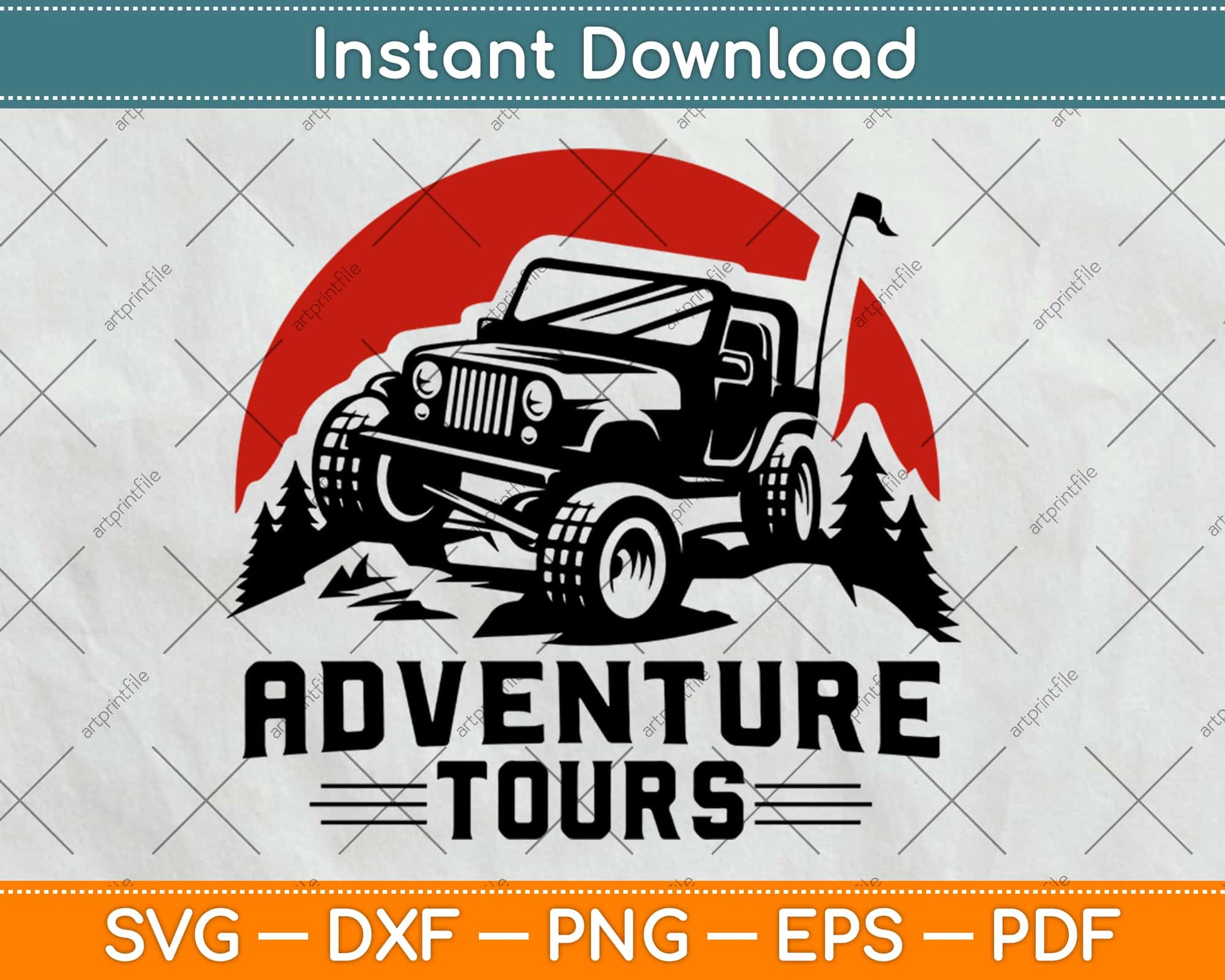 Jurassic Park Adventure Tours Safari Jeep Svg Design Cricut Printable Cutting Files