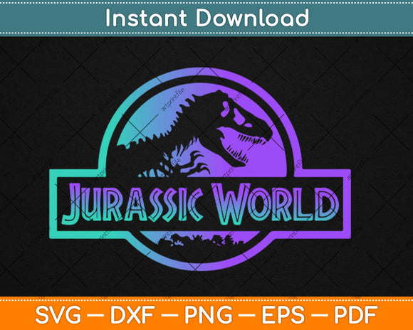 Jurassic Park Blue Purple Gradient Fossil Logo Svg Design Cricut Cutting Files