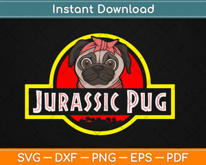 Jurassic Pug for Dog lovers to Halloween Funny Pug Svg Design Cricut Cutting Files