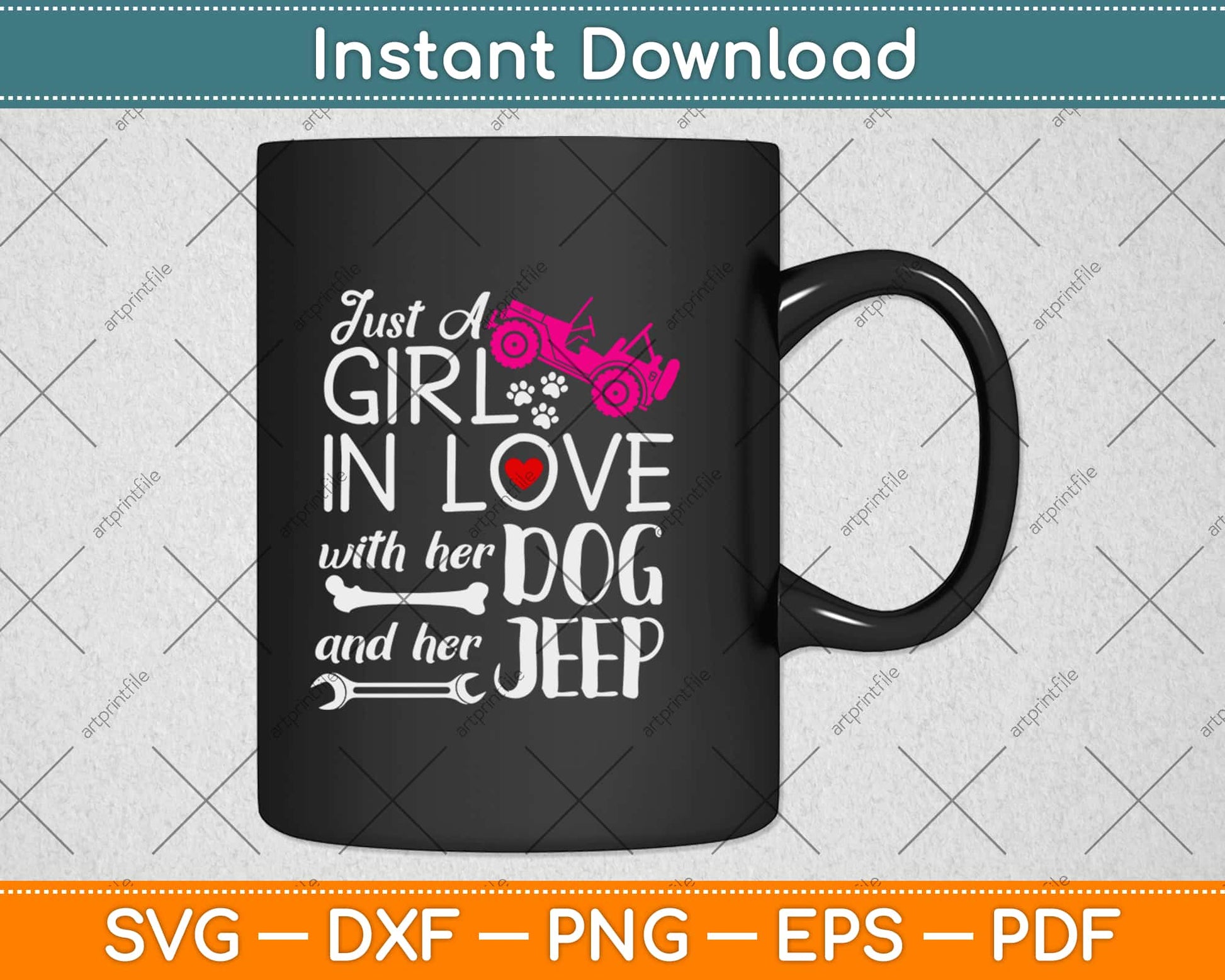 Just a Girl In Love With Her Dog and Her Jeep Svg Design Cricut Printable Cutting File