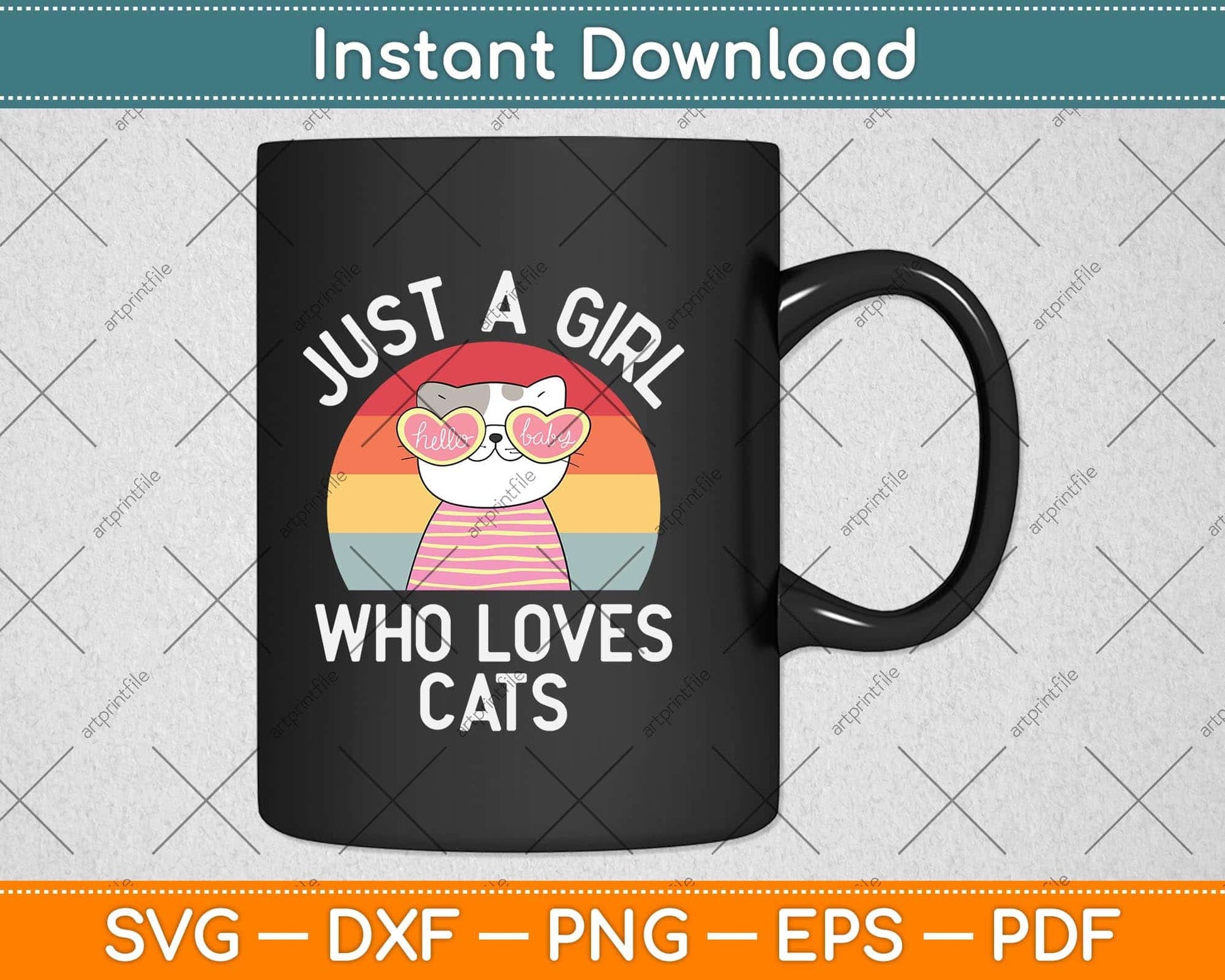 Just A Girl Who Loves Cats Cute Cat Lover Svg Png Dxf Digital Cutting File