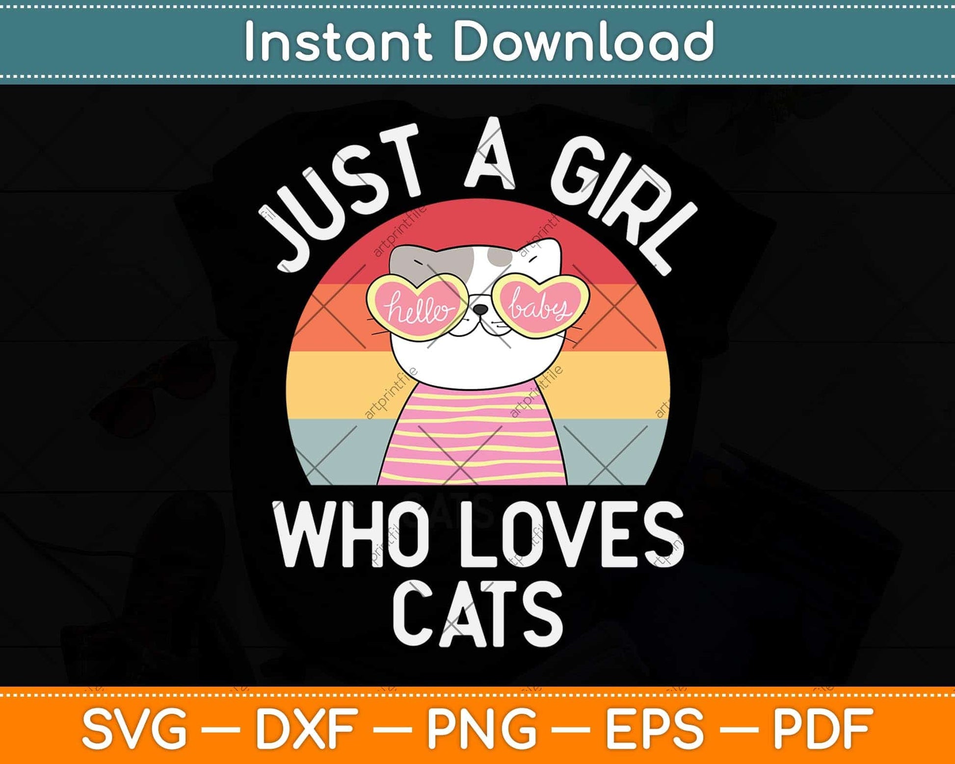 Just A Girl Who Loves Cats Cute Cat Lover Svg Png Dxf Digital Cutting File