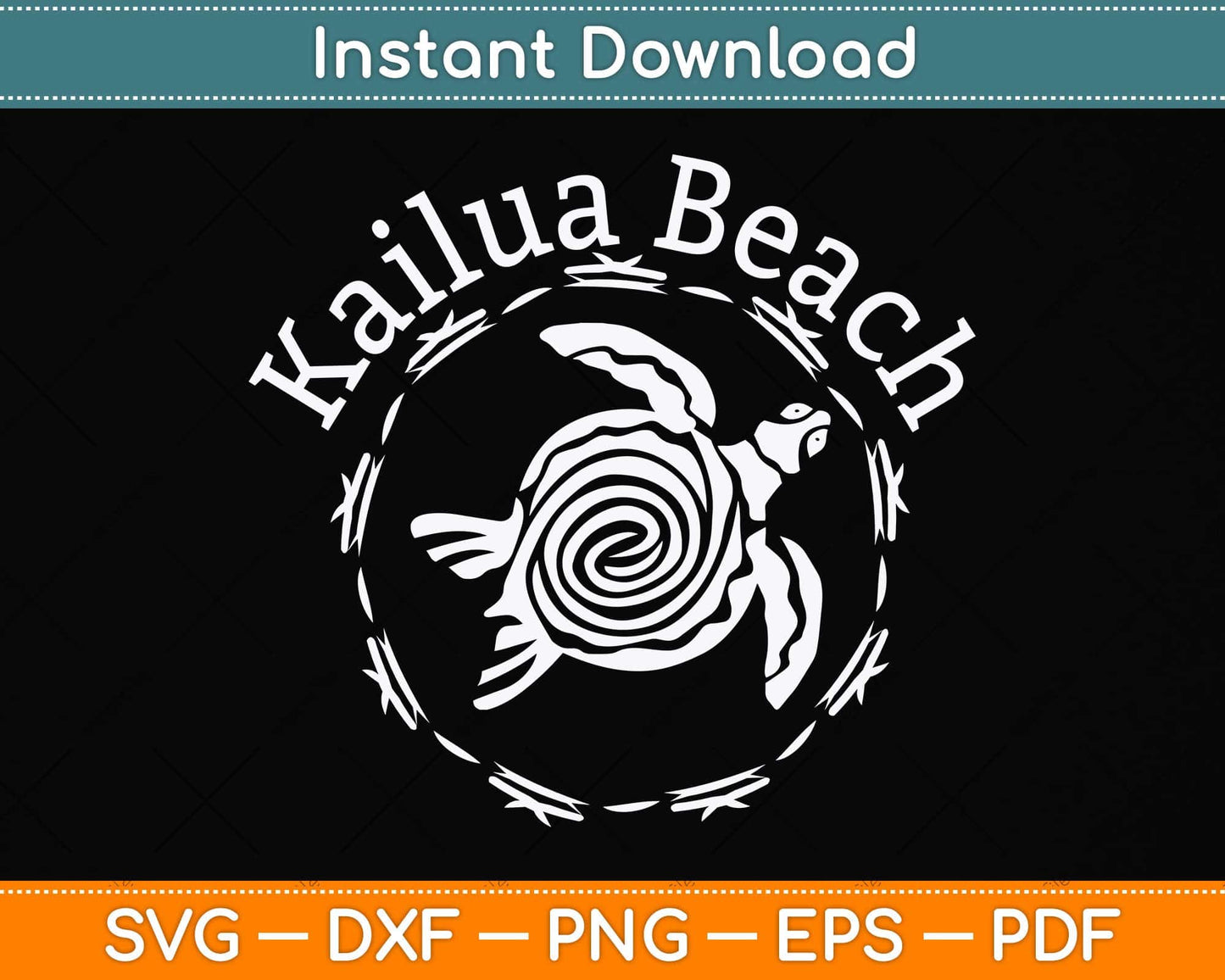 Kailua Beach Vintage Tribal Turtle Svg Png Dxf Digital Cutting File