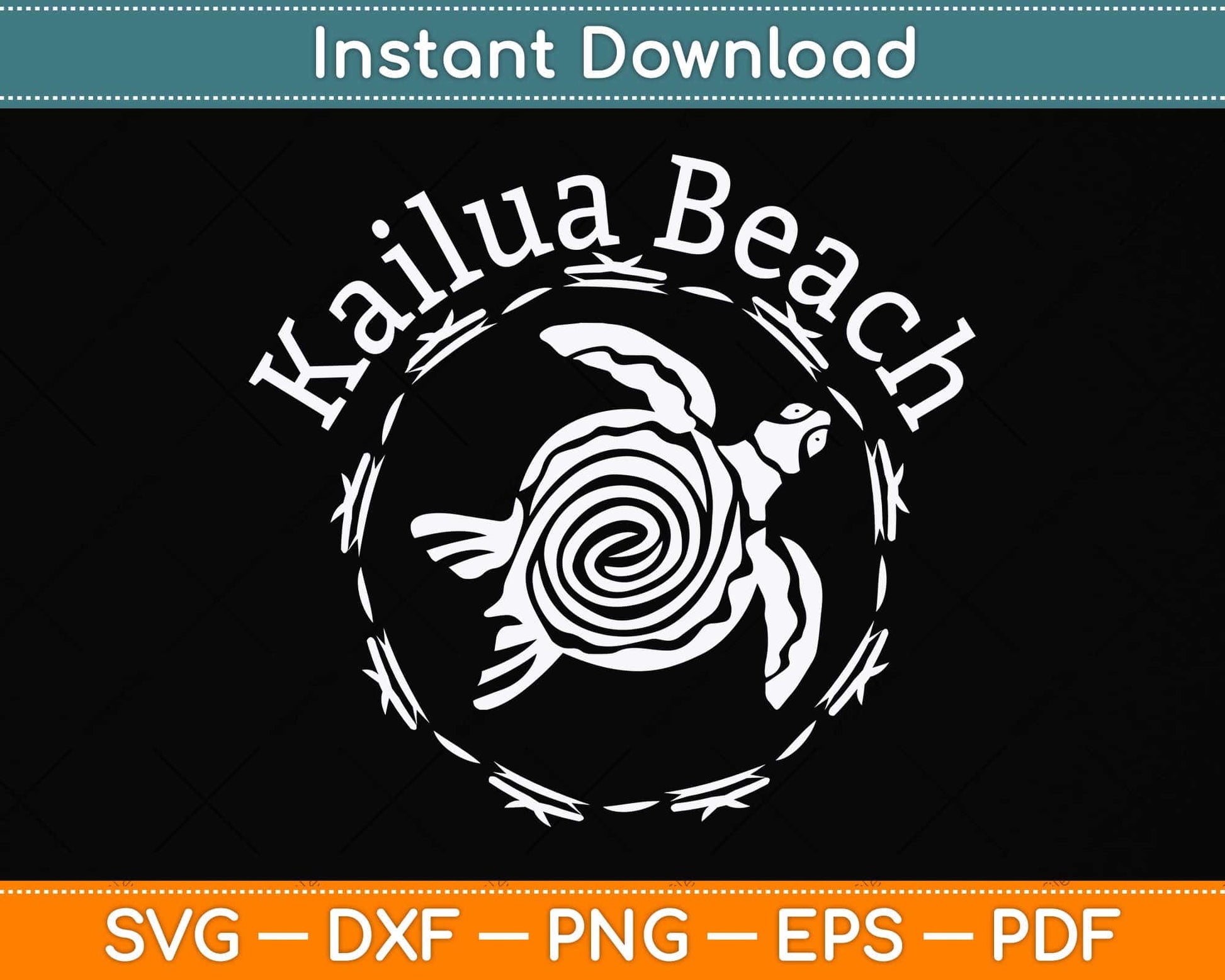 Kailua Beach Vintage Tribal Turtle Svg Png Dxf Digital Cutting File