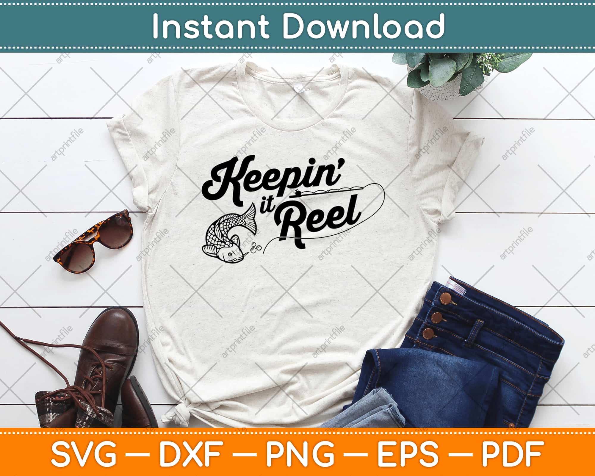 Keepin It Reel Funny Fishing Svg Design Digital Cut File For