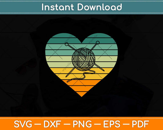 Knitting Crochet Lover Gifts Retro Sunset Yarn Funny Knitter Svg Design
