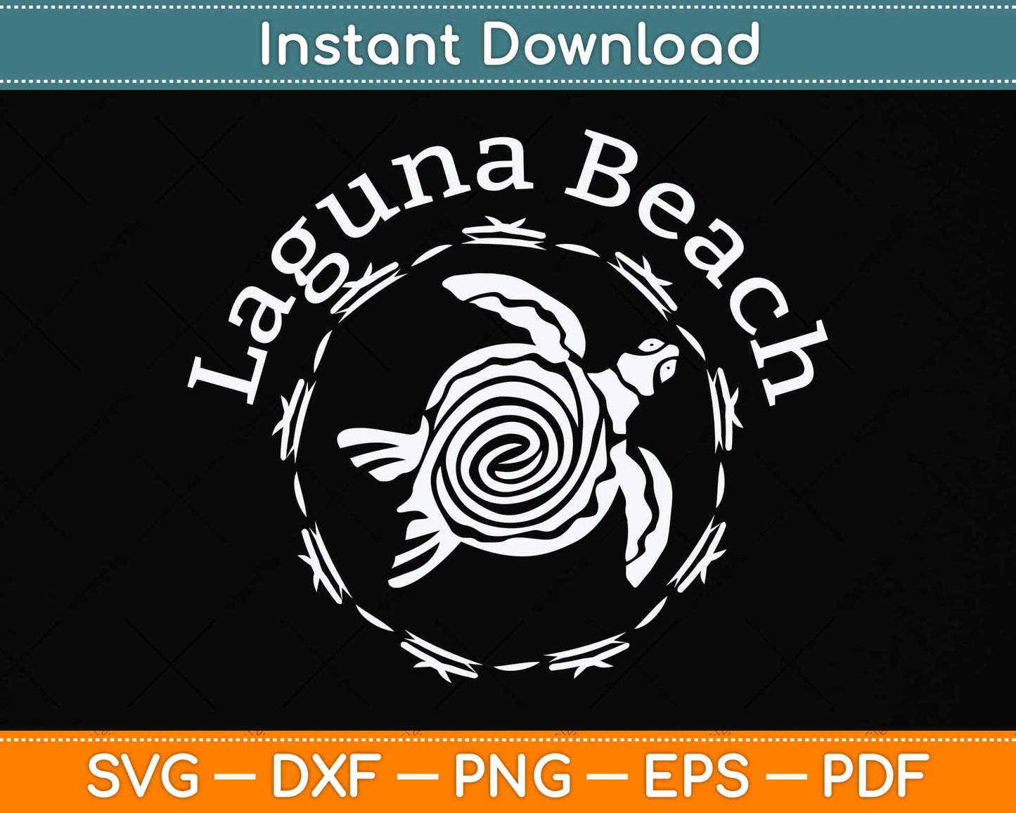 Laguna Beach Vintage Tribal Turtle Svg Png Dxf Digital Cutting File