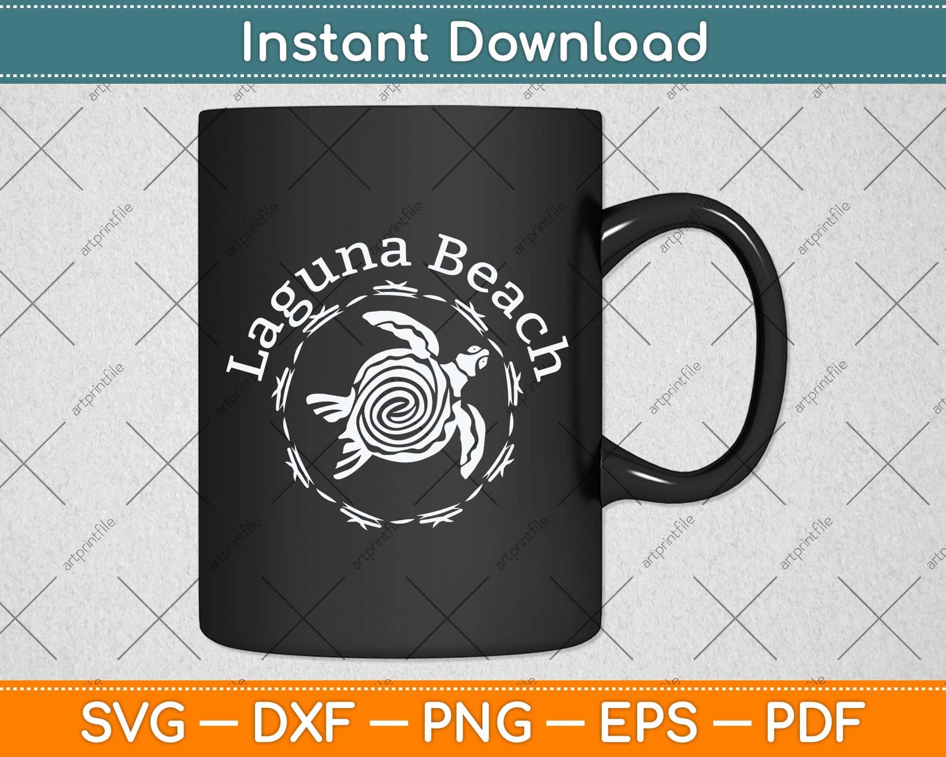 Laguna Beach Vintage Tribal Turtle Svg Png Dxf Digital Cutting File