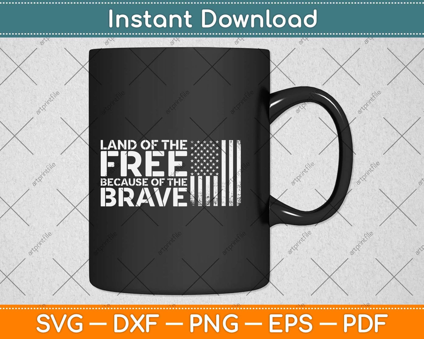 Land of the Free Because of the Brave Memorial Day Svg Png Dxf Digital Cutting File