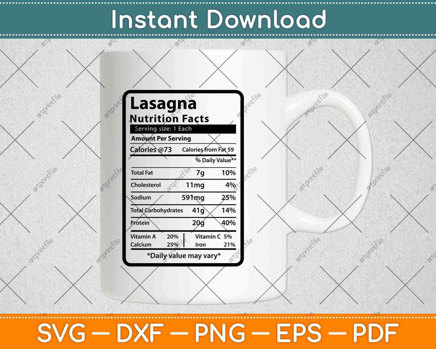 Lasagna Nutrition Facts Svg Png Dxf Digital Cutting File