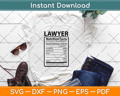 Lawyer Attorney Nutritional Facts Funny Svg Png Dxf Digital Cutting File